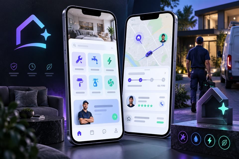 Giao diện concept ứng dụng dịch vụ tại nhà HomeHero